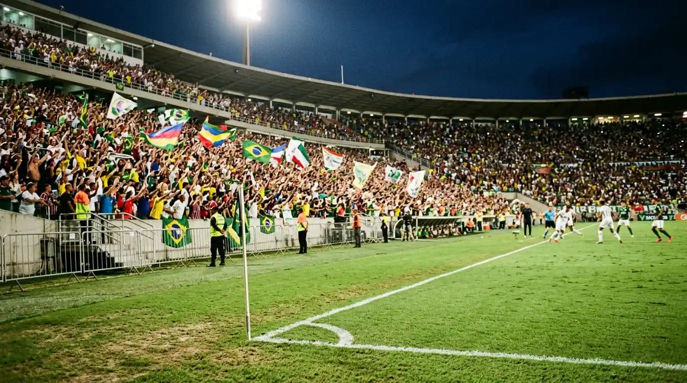 Estadio brasileño lleno de aficionados durante un partido del Brasileirão con 156 millones de espectadores